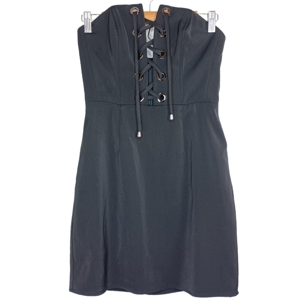 NBD Revolve Strapless Lace Up Front Dress